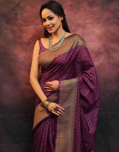 Magenta Banarasi Silk Woven Saree