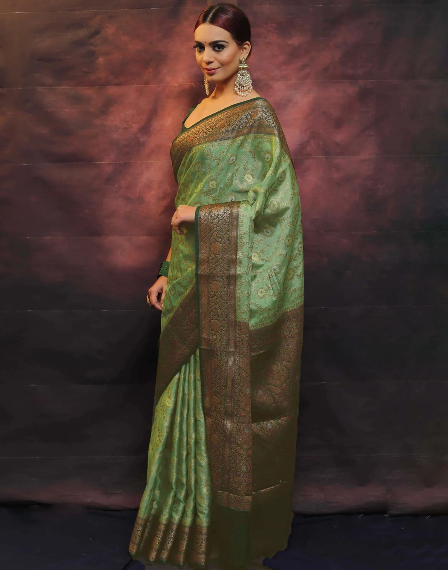 Green Banarasi Silk Woven Saree