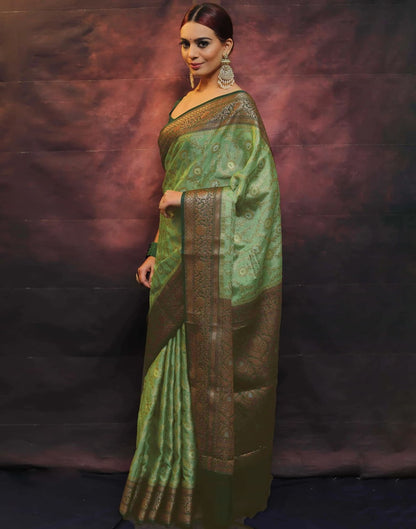 Green Banarasi Silk Woven Saree