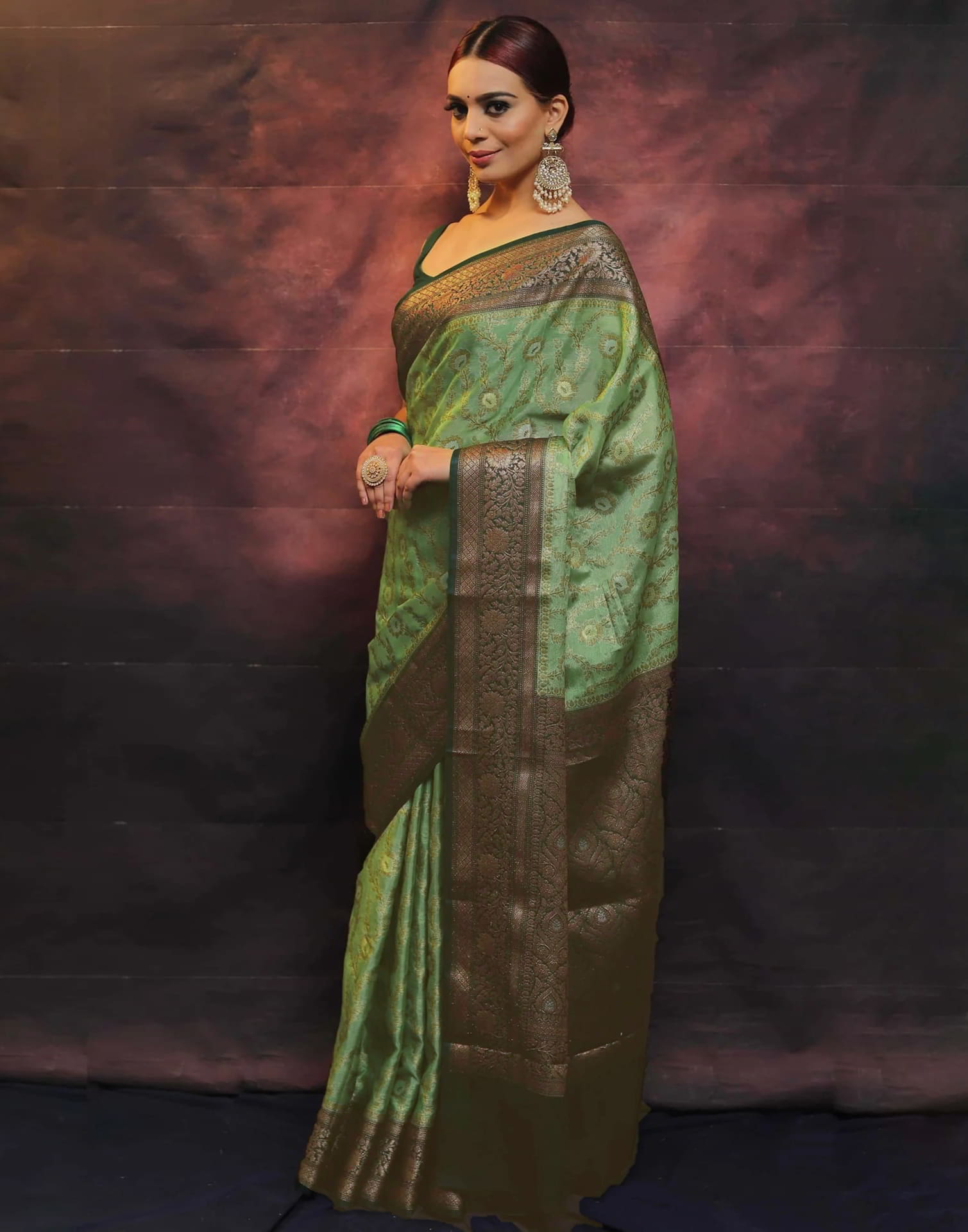 Green Banarasi Silk Woven Saree