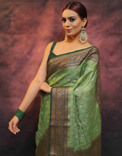 Green Banarasi Silk Woven Saree