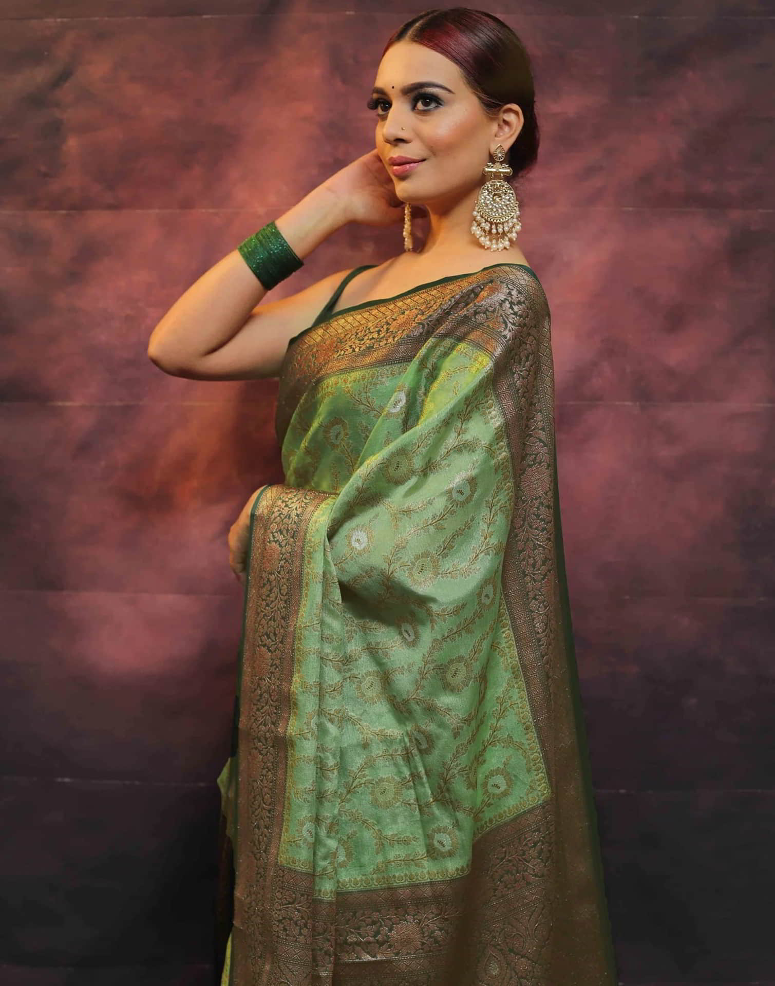 Green Banarasi Silk Woven Saree