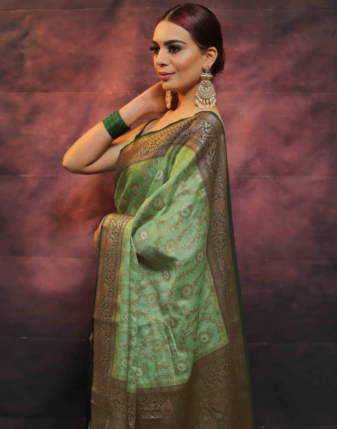 Green Banarasi Silk Woven Saree