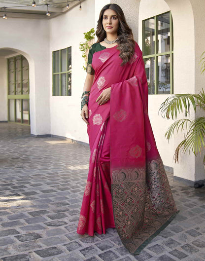 Pink Banarasi Silk Woven Saree