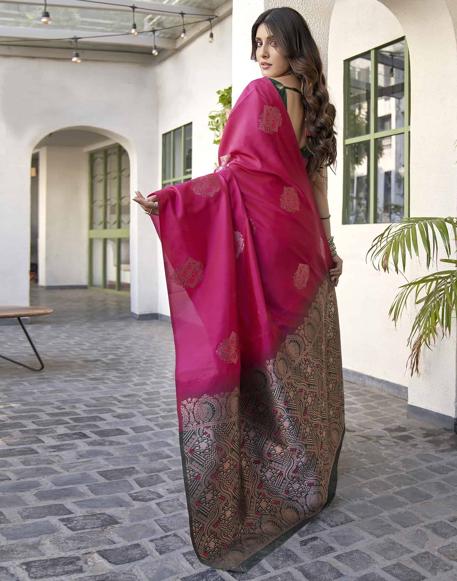 Pink Banarasi Silk Woven Saree