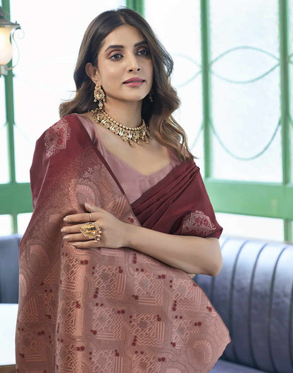 Maroon Banarasi Silk Woven Saree