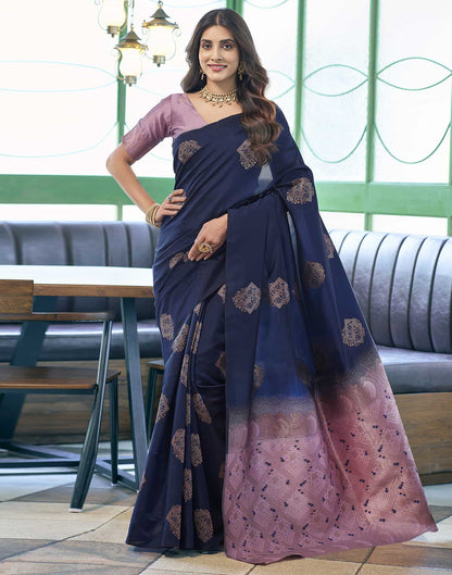 Blue Banarasi Silk Woven Saree