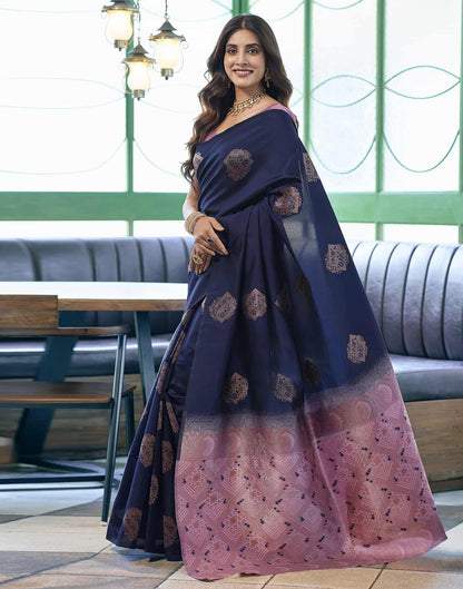 Blue Banarasi Silk Woven Saree