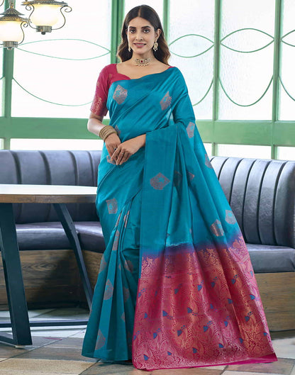 Blue Banarasi Silk Woven Saree