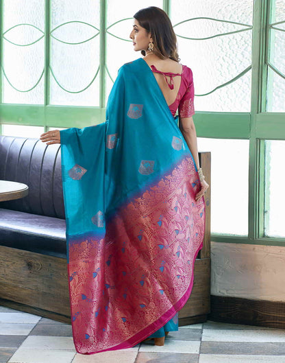 Blue Banarasi Silk Woven Saree