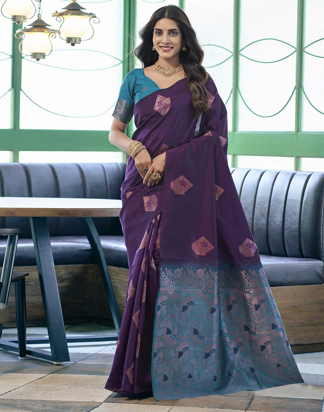 Purple Banarasi Silk Woven Saree