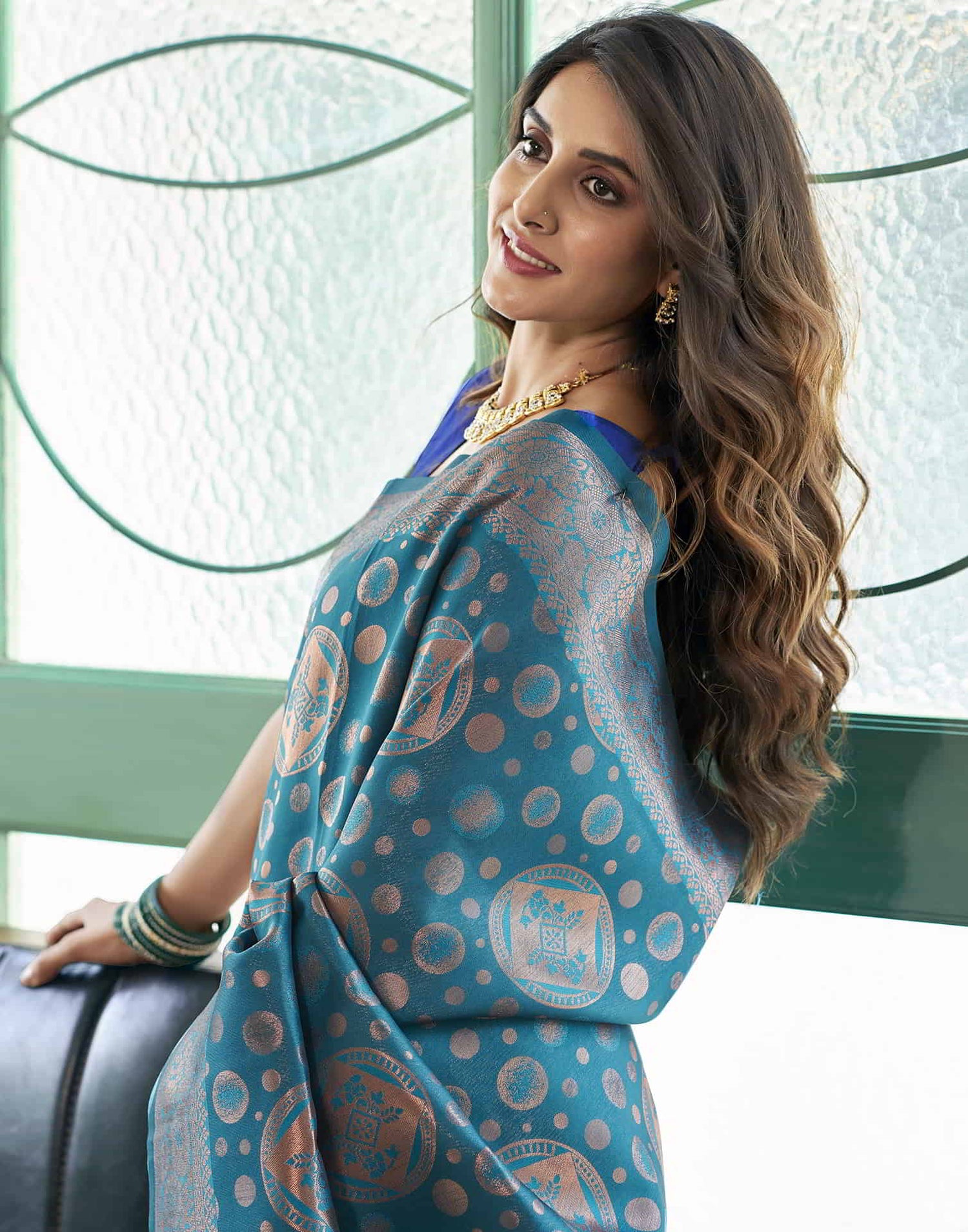 Blue Banarasi Silk Woven Saree