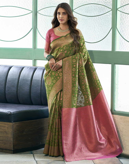 Green Banarasi Silk Woven Saree