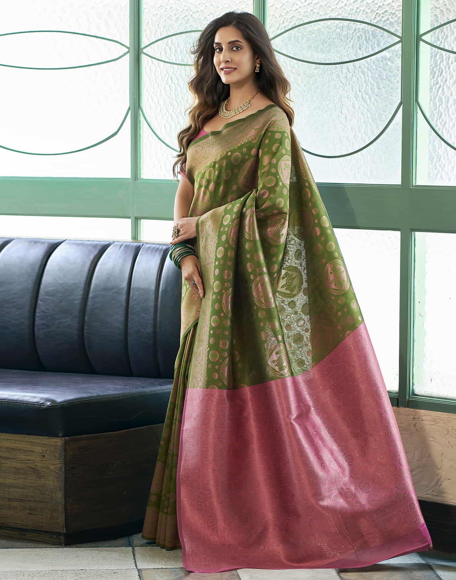 Green Banarasi Silk Woven Saree