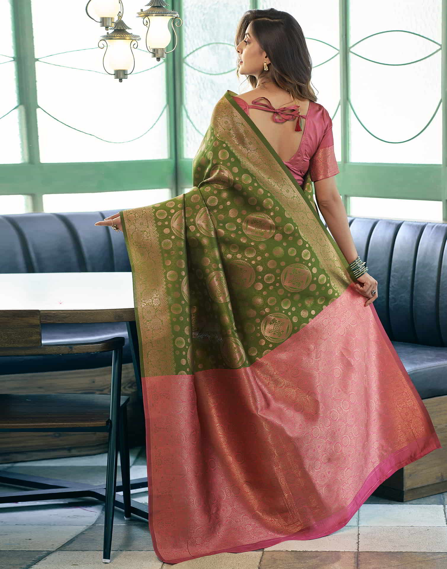 Green Banarasi Silk Woven Saree