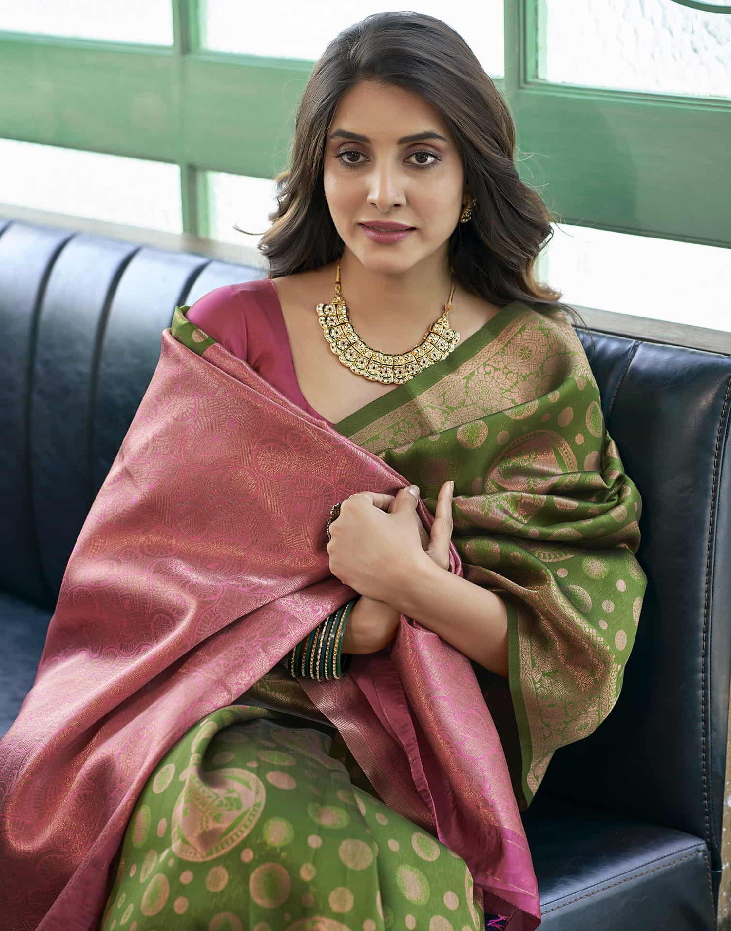 Green Banarasi Silk Woven Saree