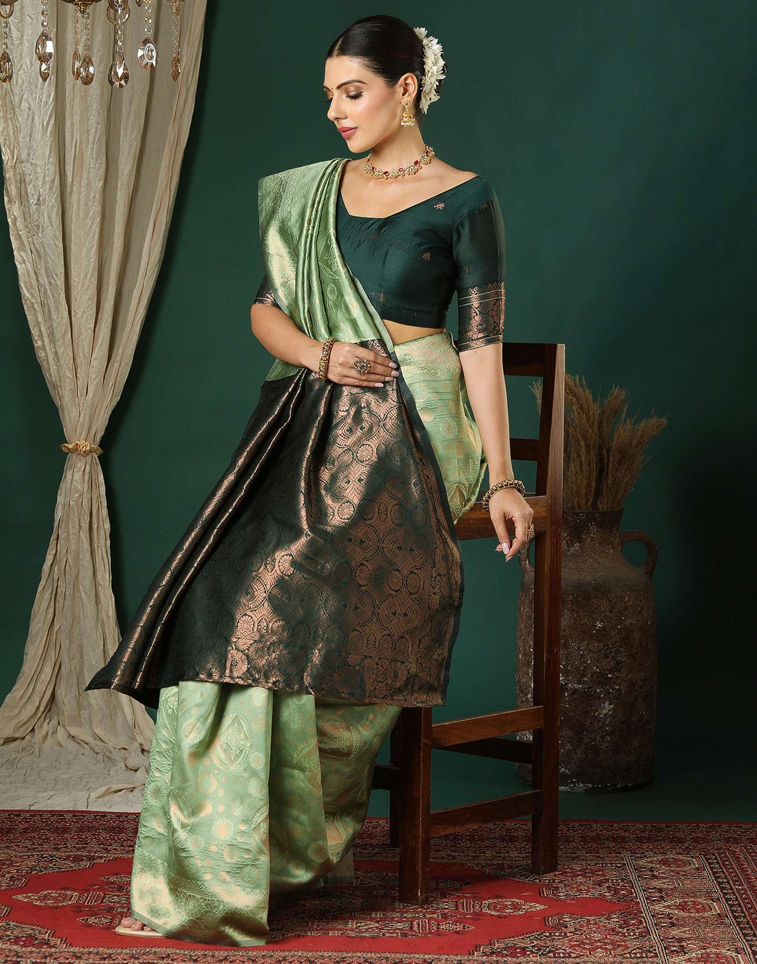 Light Green Silk Woven Banarasi Saree