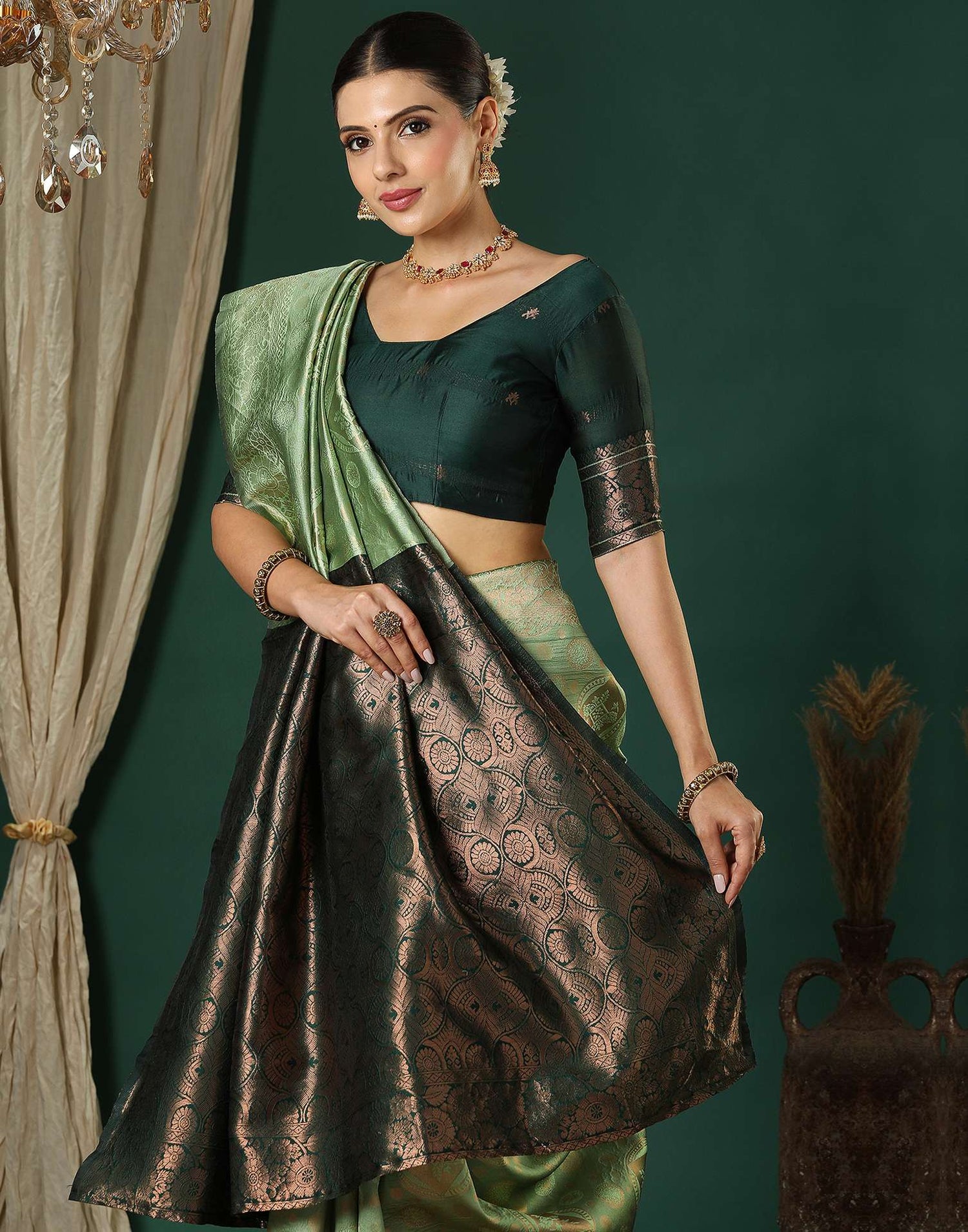 Light Green Silk Woven Banarasi Saree