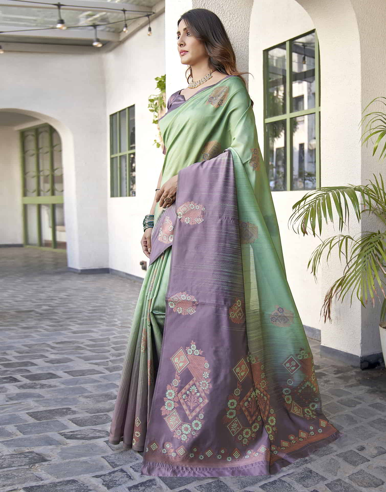 Green Banarasi Silk Woven Saree