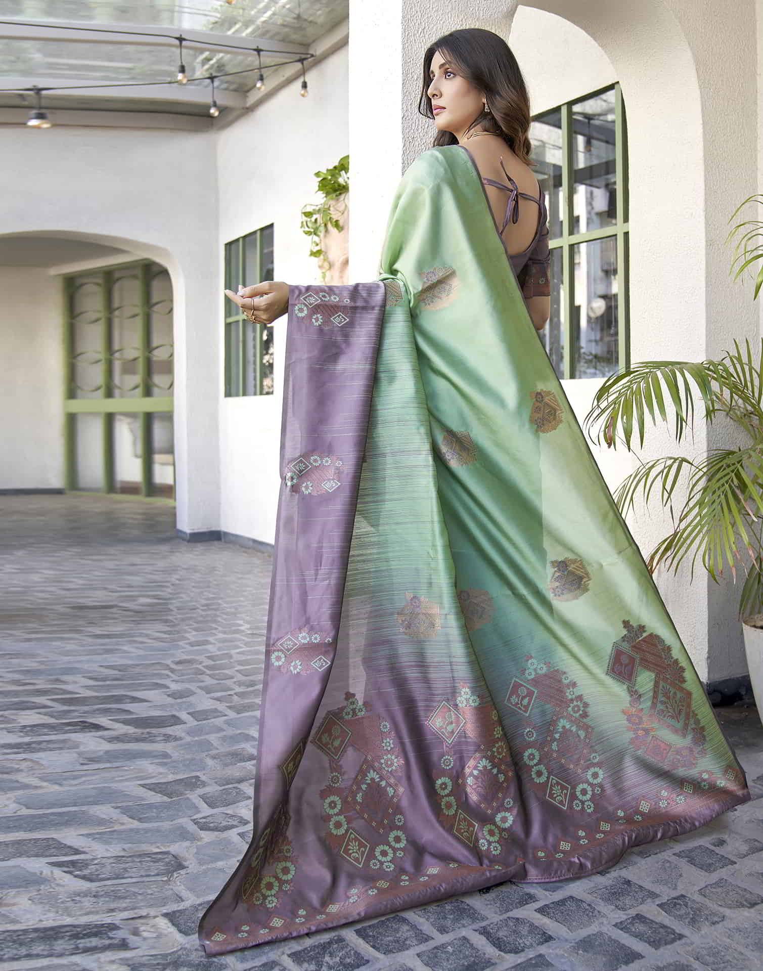 Green Banarasi Silk Woven Saree