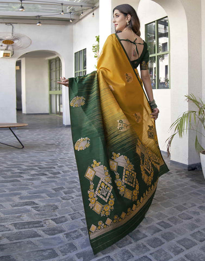 Yellow Banarasi Silk Woven Saree