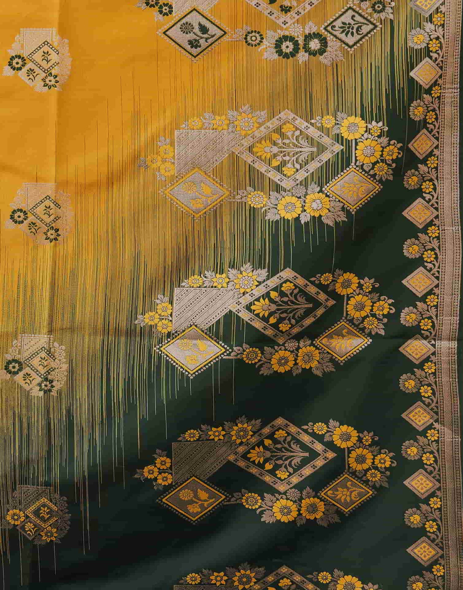 Yellow Banarasi Silk Woven Saree