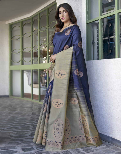 Blue Banarasi Silk Woven Saree