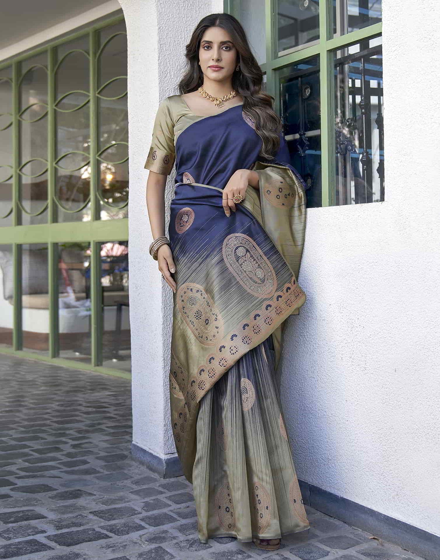 Blue Banarasi Silk Woven Saree