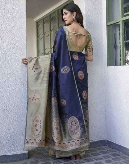 Blue Banarasi Silk Woven Saree