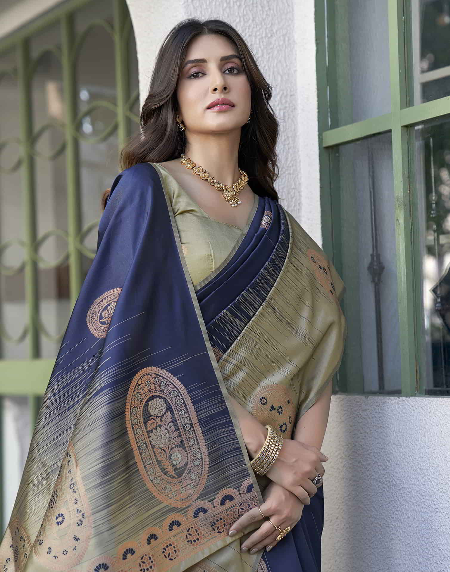 Blue Banarasi Silk Woven Saree