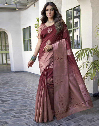 Maroon Banarasi Silk Woven Saree