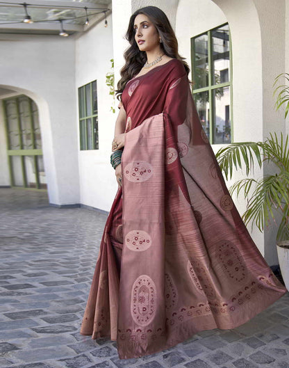 Maroon Banarasi Silk Woven Saree