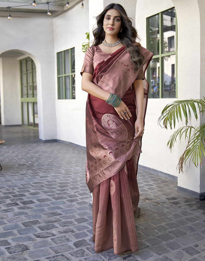 Maroon Banarasi Silk Woven Saree