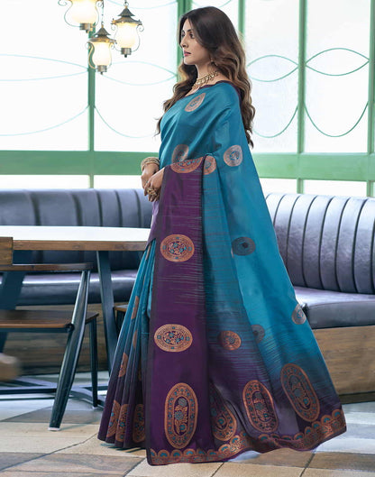 Blue Banarasi Silk Woven Saree