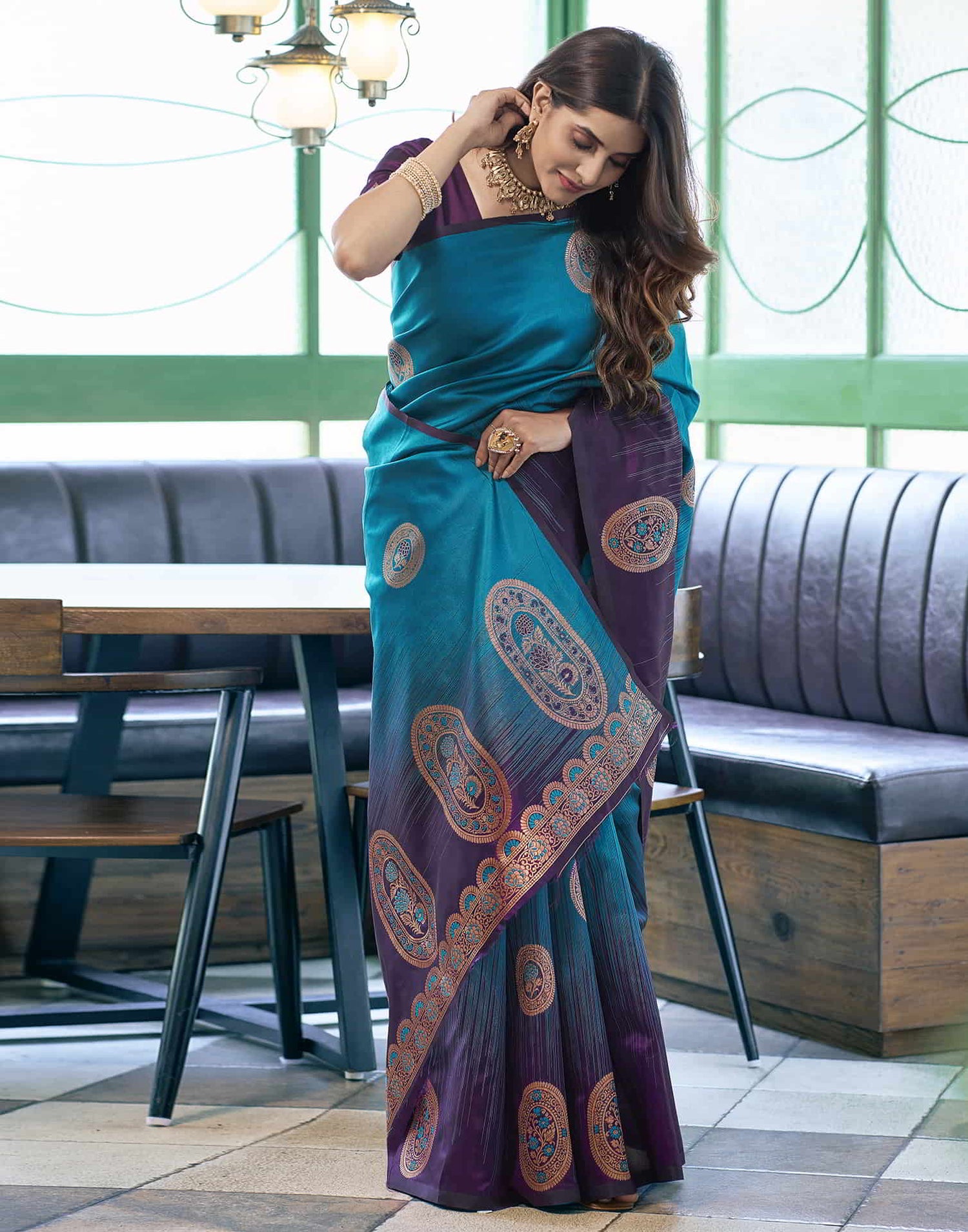 Blue Banarasi Silk Woven Saree