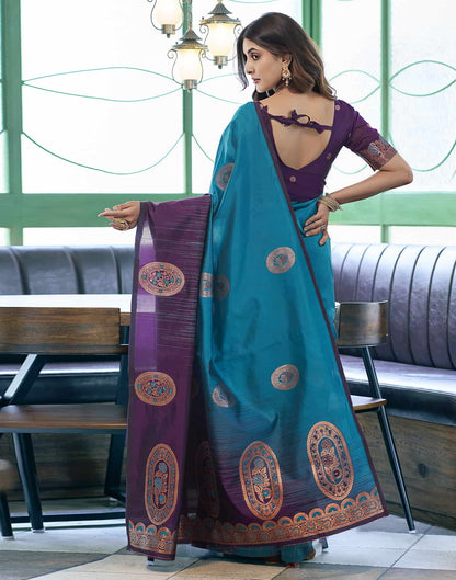 Blue Banarasi Silk Woven Saree