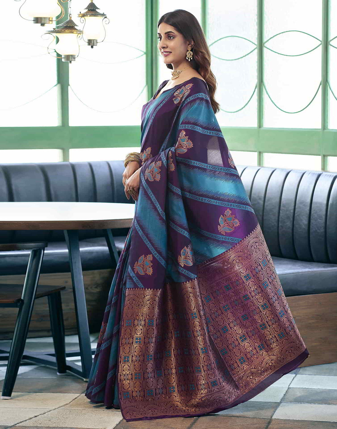 Purple Banarasi Silk Woven Saree