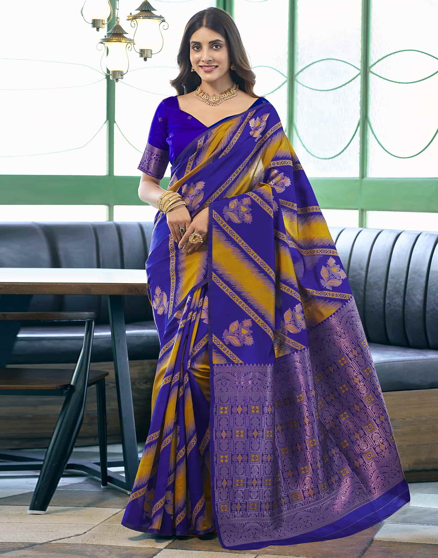 Blue Banarasi Silk Woven Saree