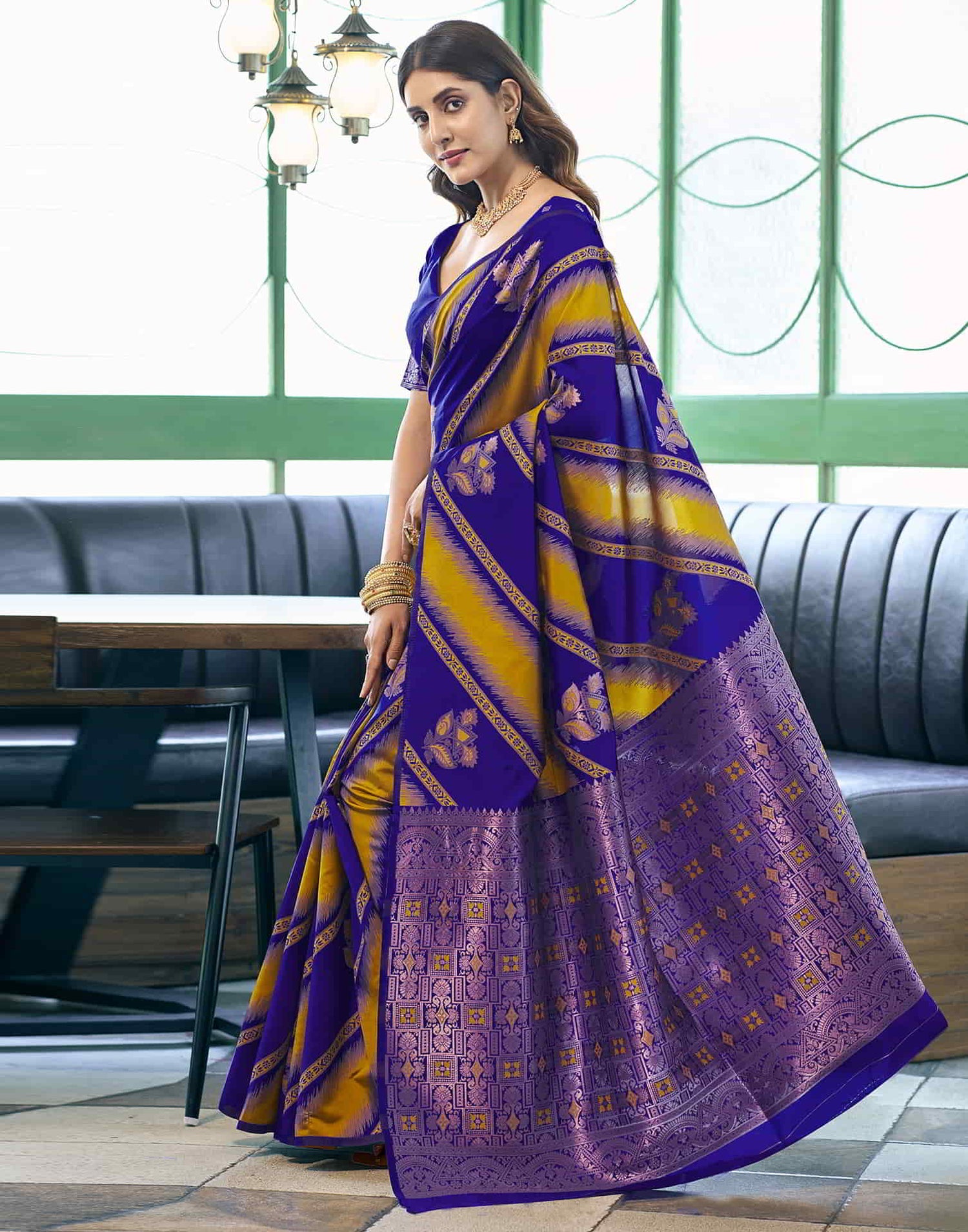 Blue Banarasi Silk Woven Saree