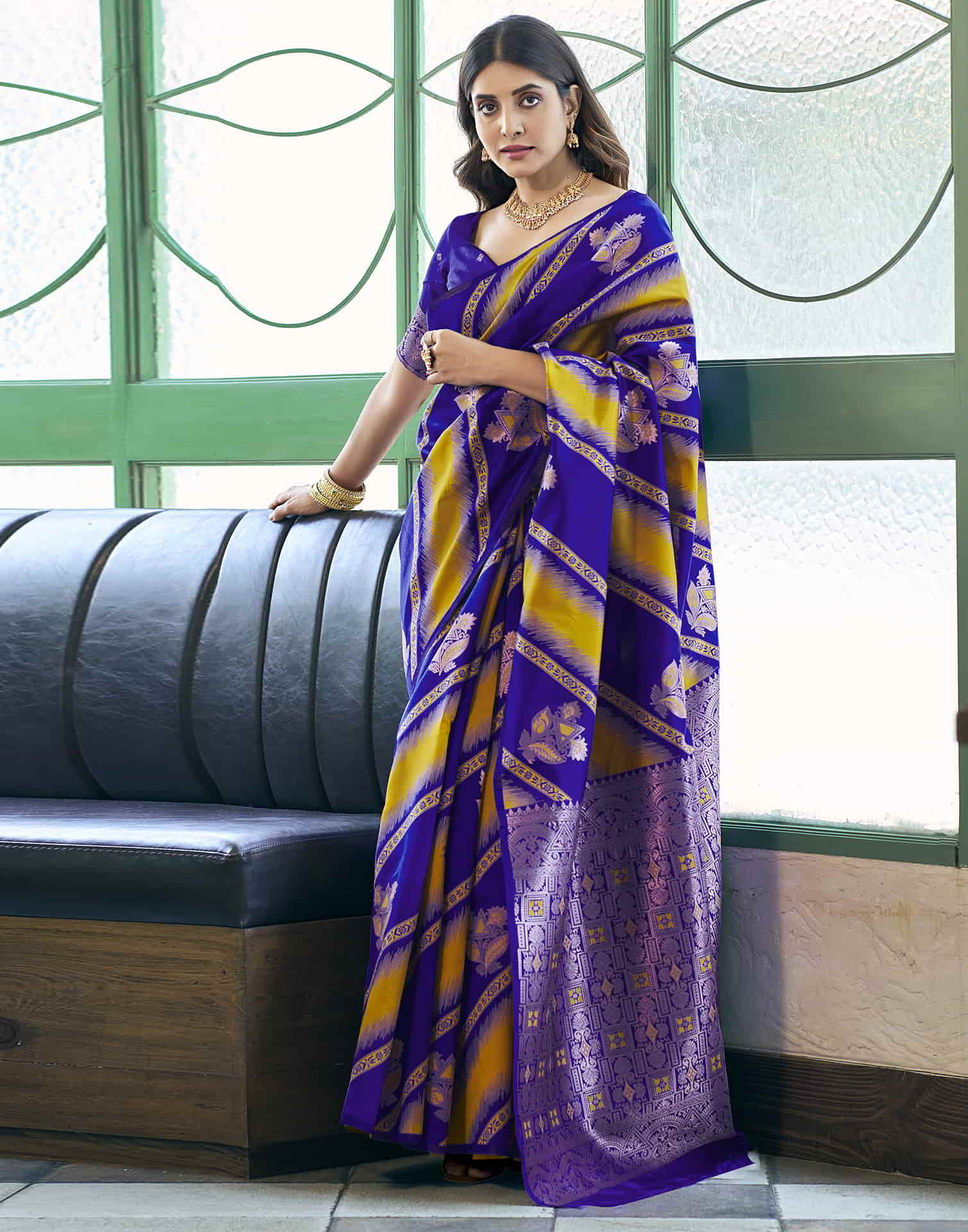 Blue Banarasi Silk Woven Saree