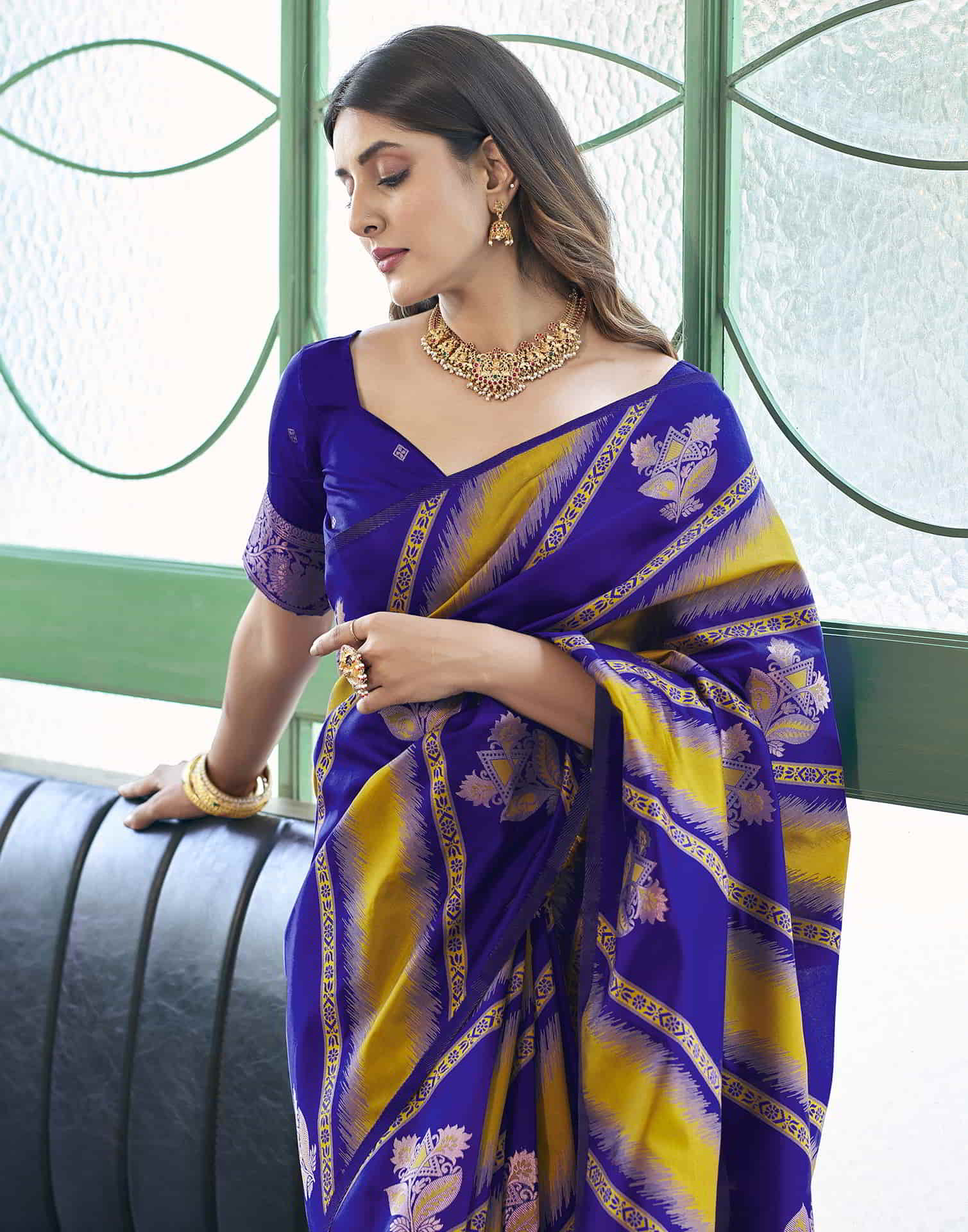 Blue Banarasi Silk Woven Saree