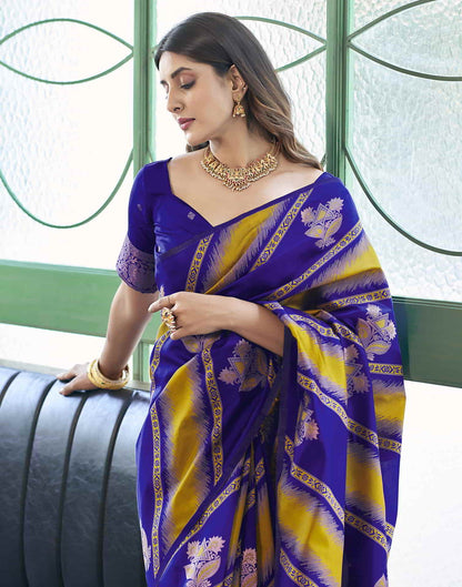 Blue Banarasi Silk Woven Saree