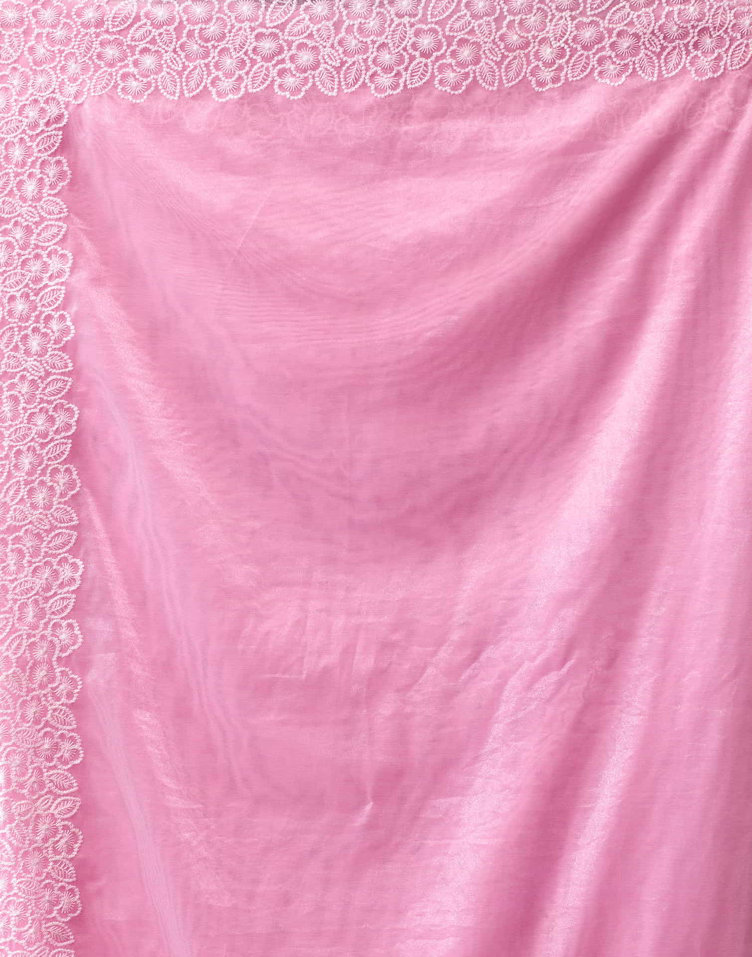 Pink Embroidery Organza Saree