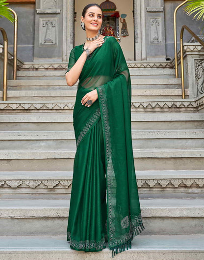 Green Swarovski Chiffon Stone Work Saree