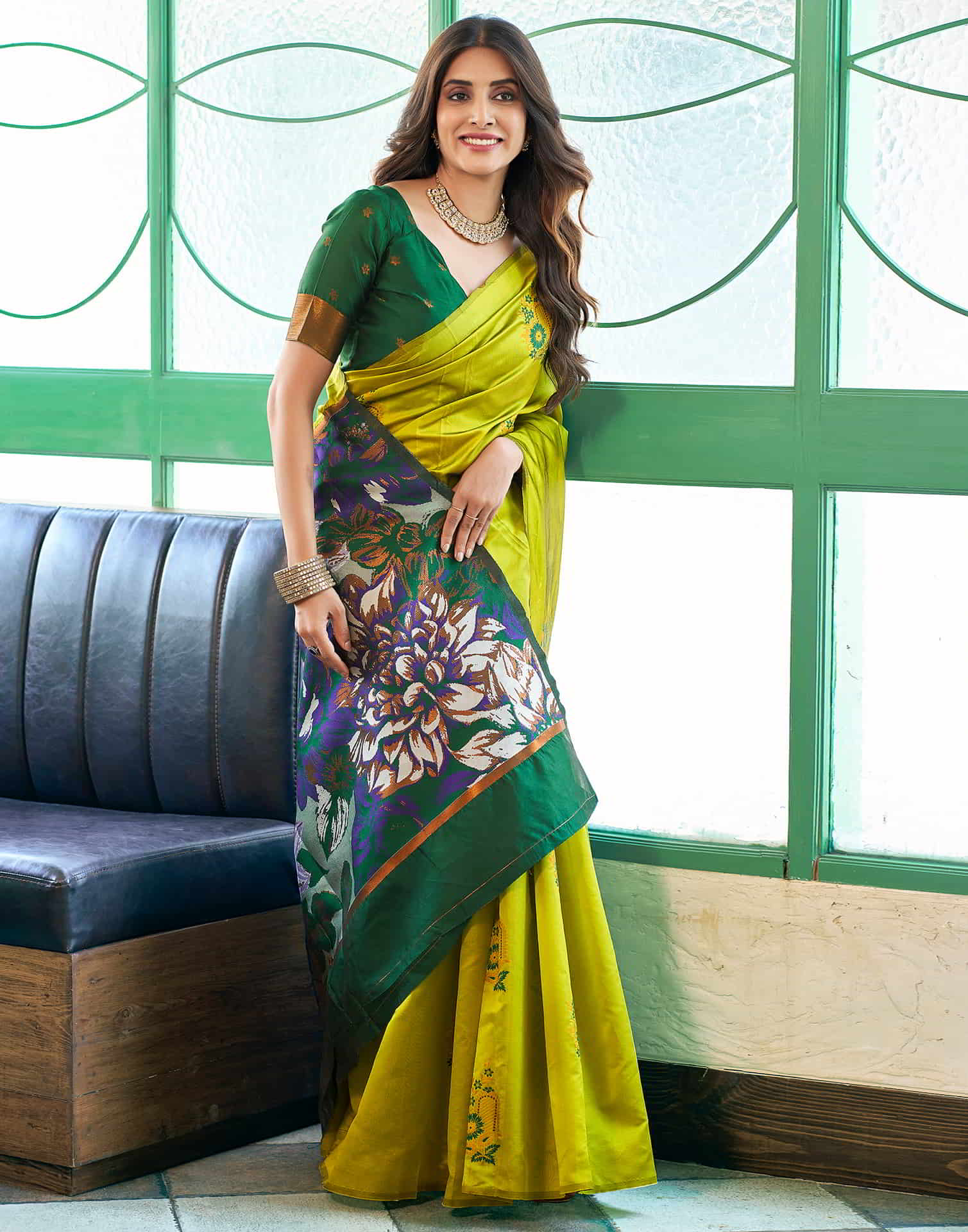 Green Banarasi Silk Woven Saree