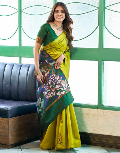 Green Banarasi Silk Woven Saree