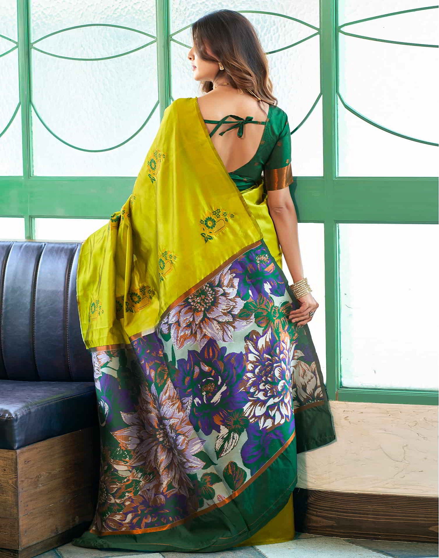 Green Banarasi Silk Woven Saree