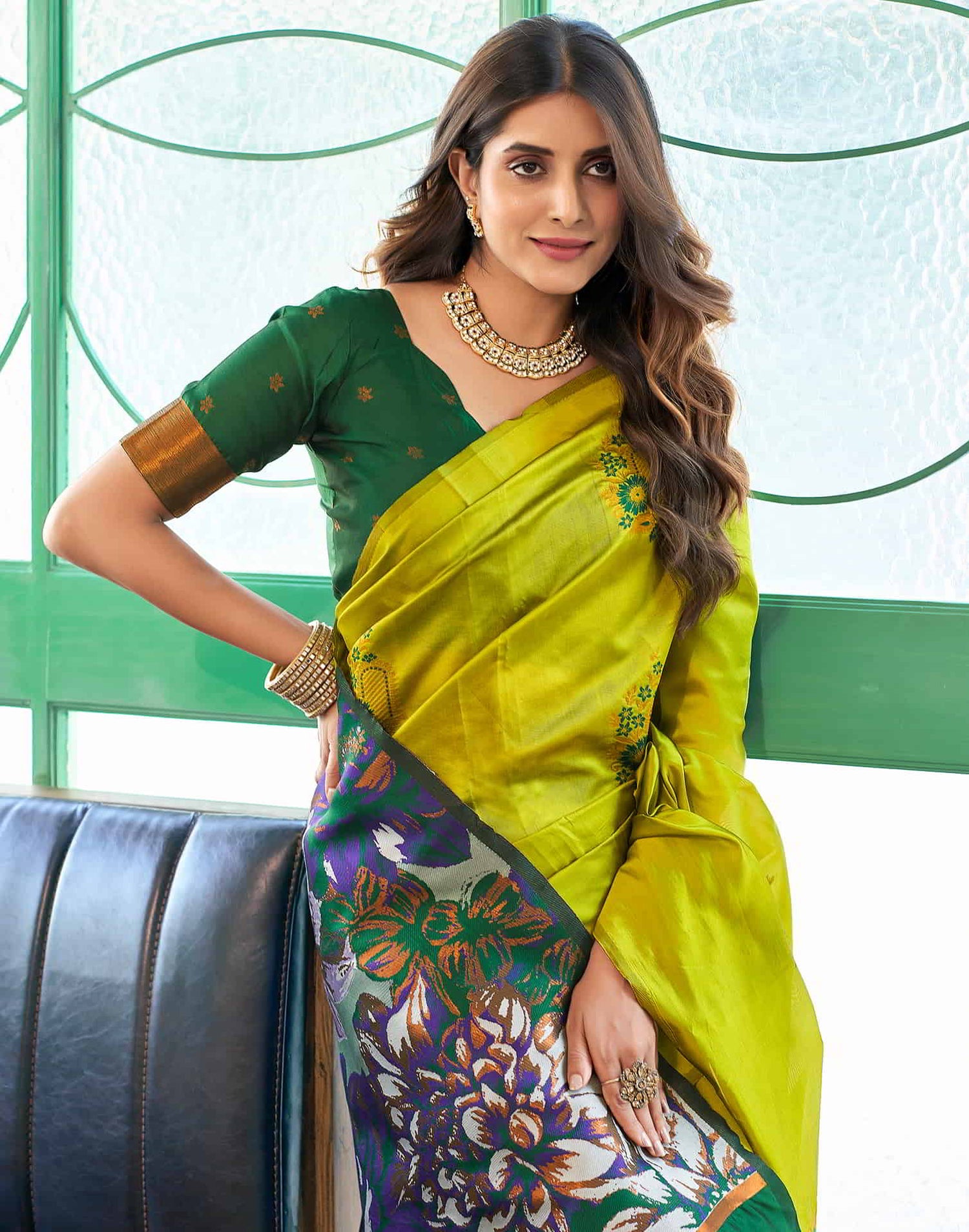 Green Banarasi Silk Woven Saree