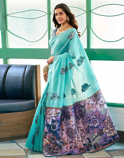 Blue Banarasi Silk Woven Saree