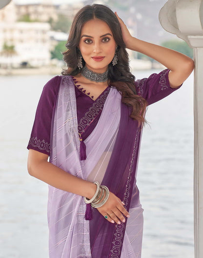 Purple Swarovski Georgette Stone Work Saree